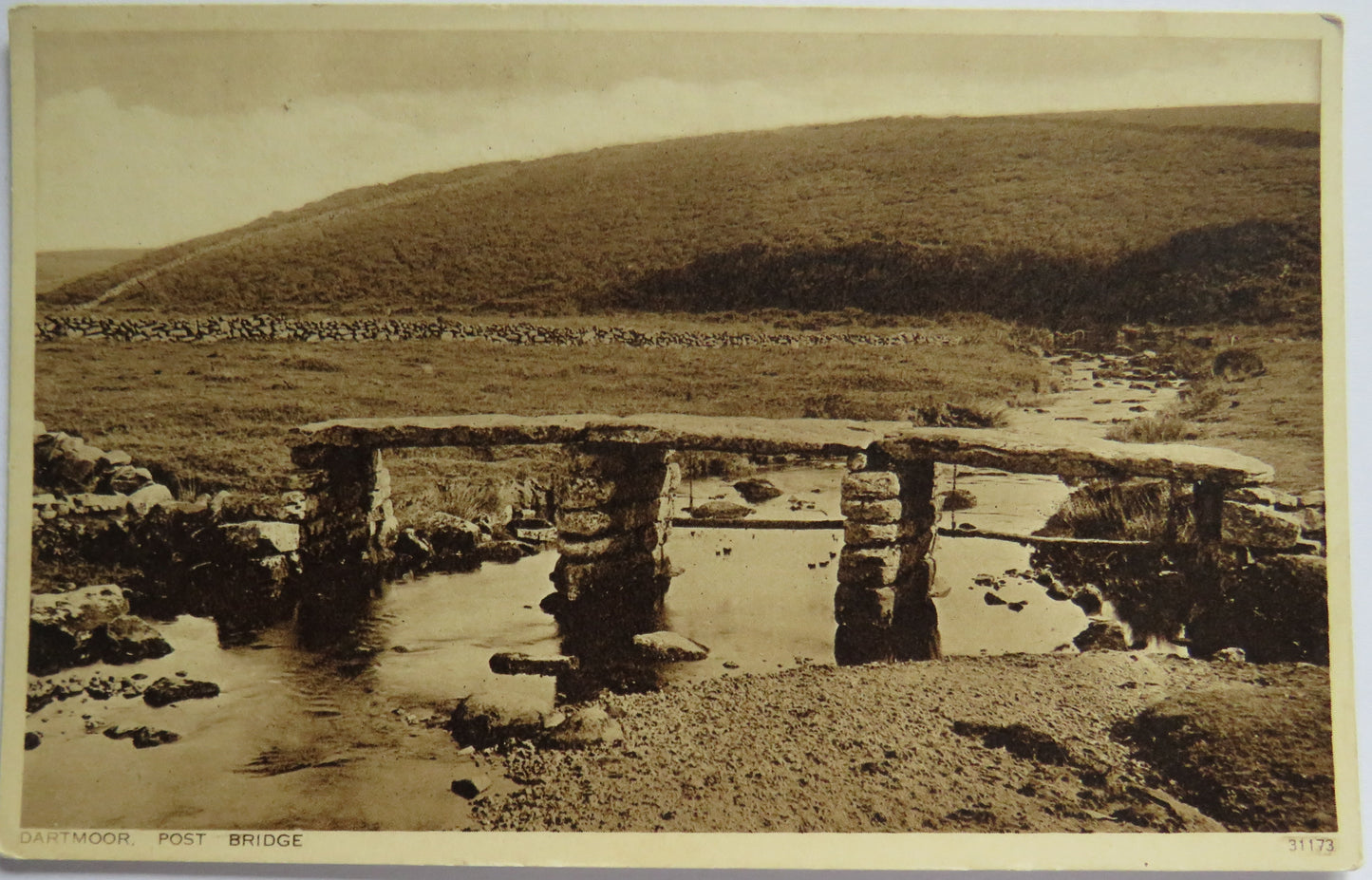 Vintage Postcard of Dartmoor, Post Bridge