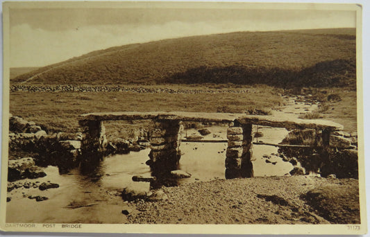 Vintage Postcard of Dartmoor, Post Bridge