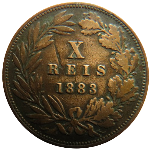 1883 Portugal 10 Reis Coin