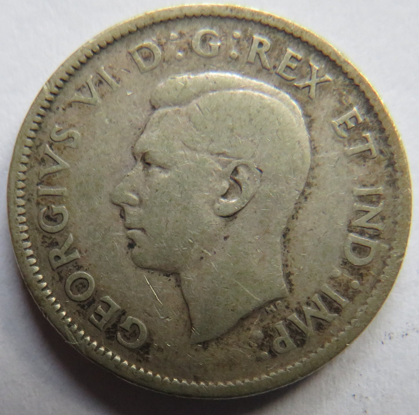 1943 King George VI Canada Silver 25 Cents Coin