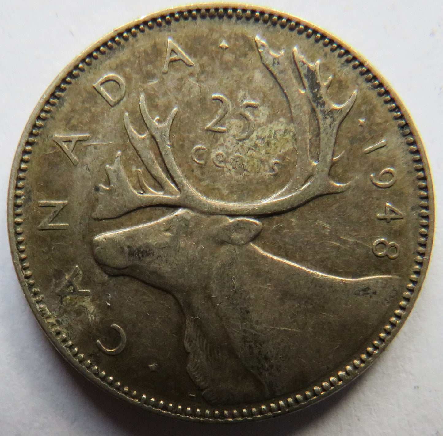 1948 King George VI Canada Silver 25 Cents Coin