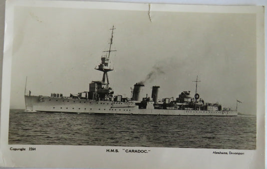 Vintage Warship Postcard of The H.M.S. "Caradoc" 1937