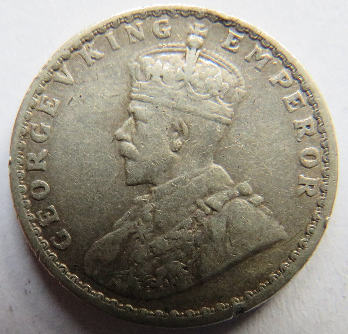 1919 King George V India Silver 1/2 Half Rupee Coin