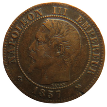 Load image into Gallery viewer, 1857-B France Napoleon III France 2 Centimes Coin
