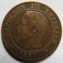 Load image into Gallery viewer, 1857-B France Napoleon III France 2 Centimes Coin
