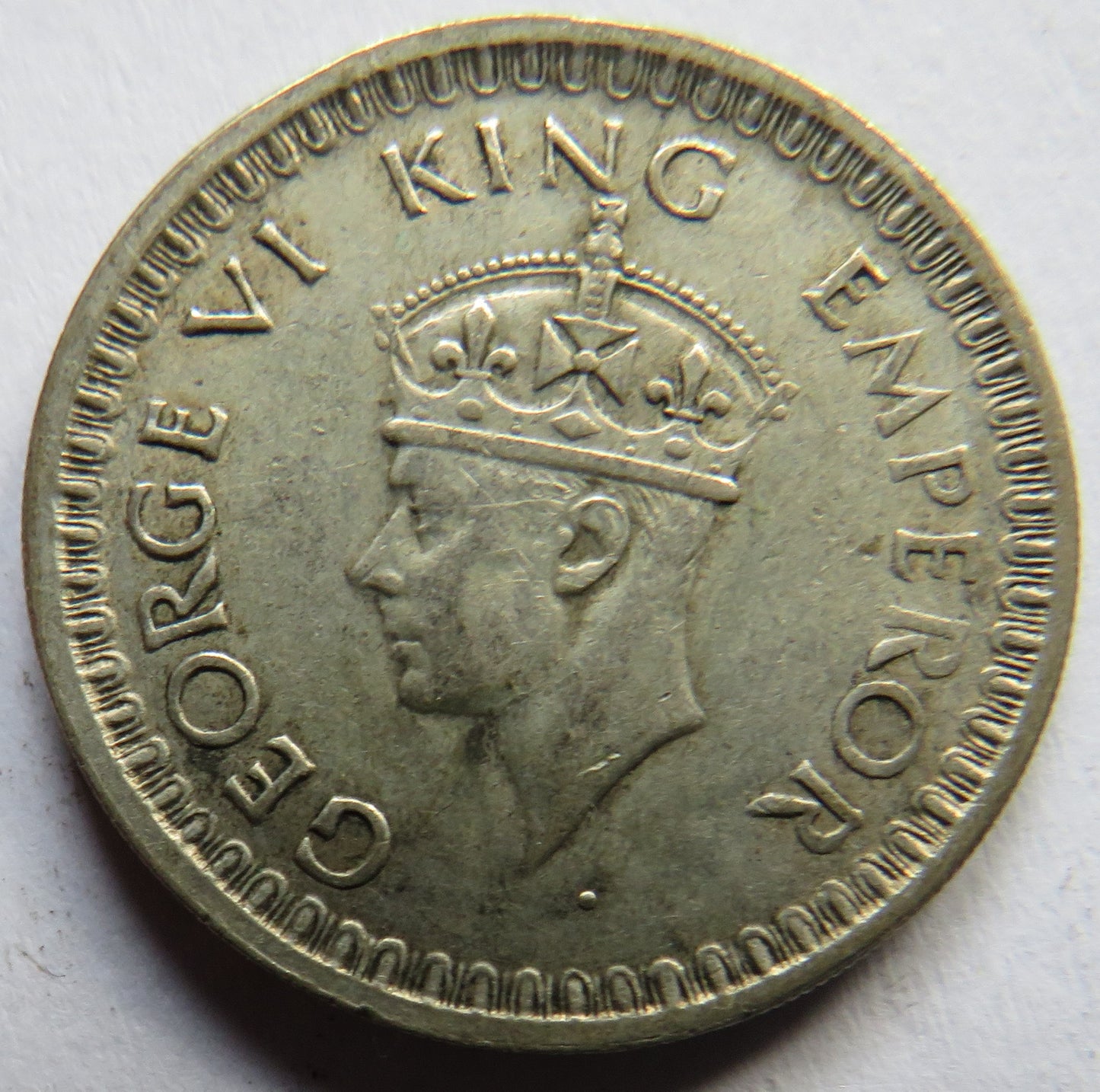 1943 King George VI India Silver 1/2 Half Rupee Coin