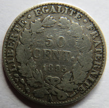 Load image into Gallery viewer, 1895 France Silver 50 Centimes Coin
