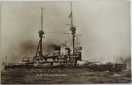Vintage Warship Postcard of The H.M.S. "Lord Nelson"