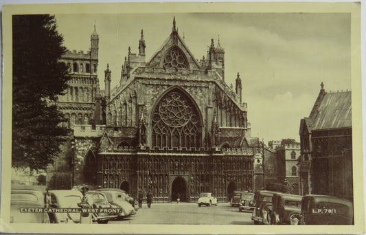 Vintage Postcard of Exeter Cathedral, West Front