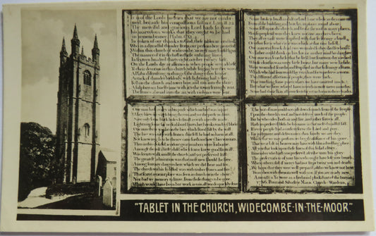 Vintage Postcard of "Tablet in the Church, Windecombe-in-the-Moor"