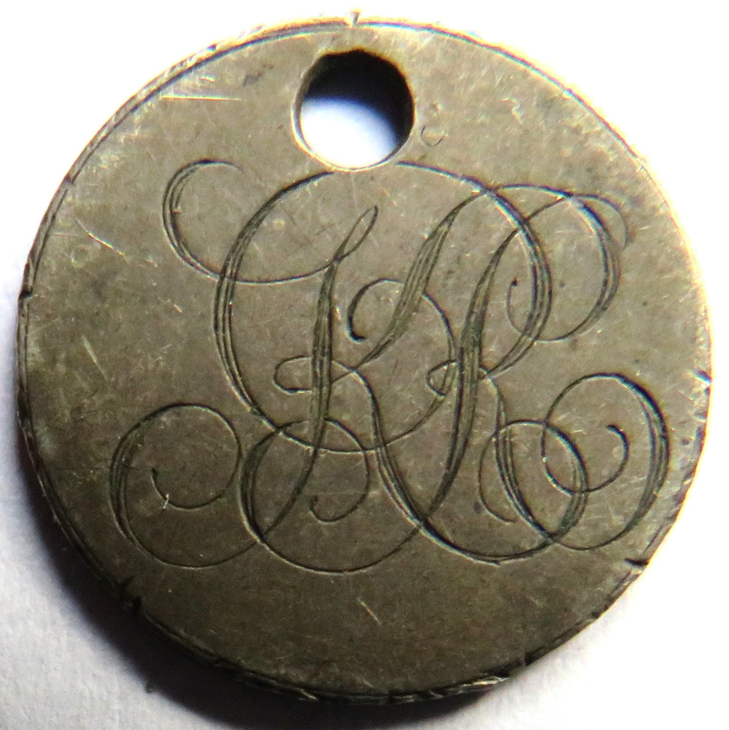 Antique India Silver 2 Annas Coin Made Into Love Token / Pendant