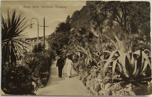Vintage Postcard of Rock Walk Gardens, Toquay, Devon, 1919