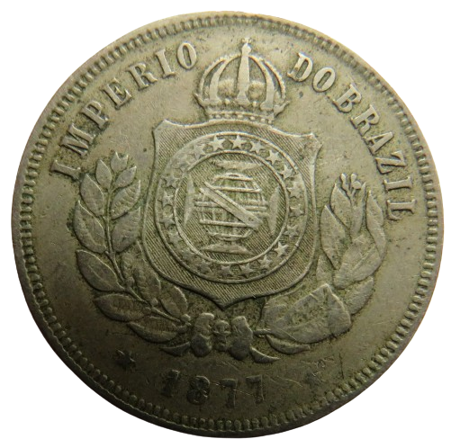 1877 Brazil 200 Reis Coin