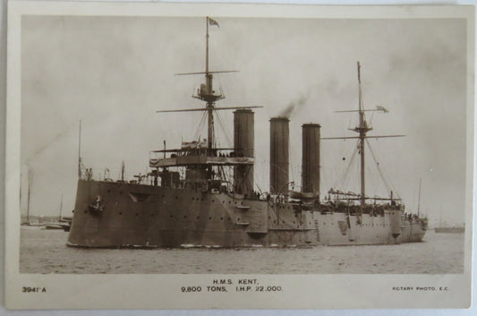 Vintage Warship Postcard of The H.M.S. "Kent"