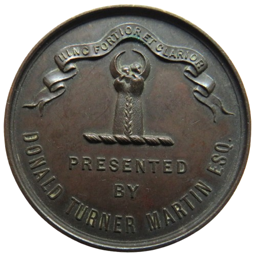 Antique Bronze Medal Presented By Donald Turner Martin Esq