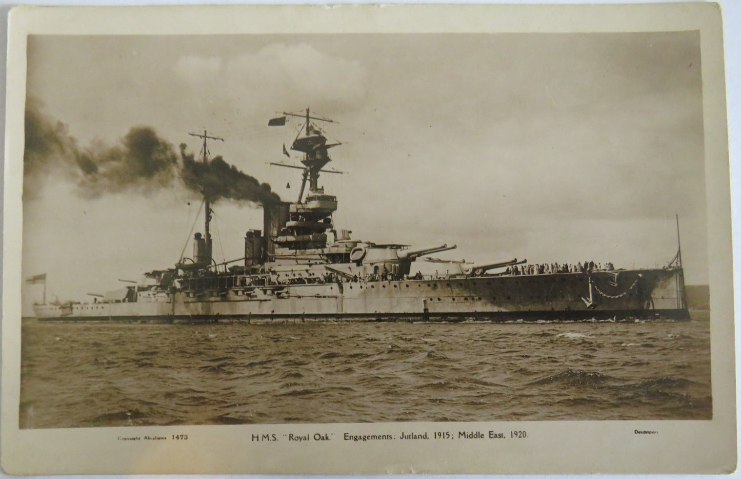 Vintage Warship Postcard of The H.M.S. "Royal Oak"