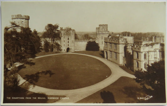 Vintage Postcard of The Courtyard from the Mound, Warwick Castle