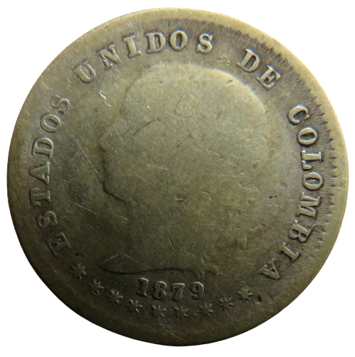 1879 Colombia 10 Centavos Coin