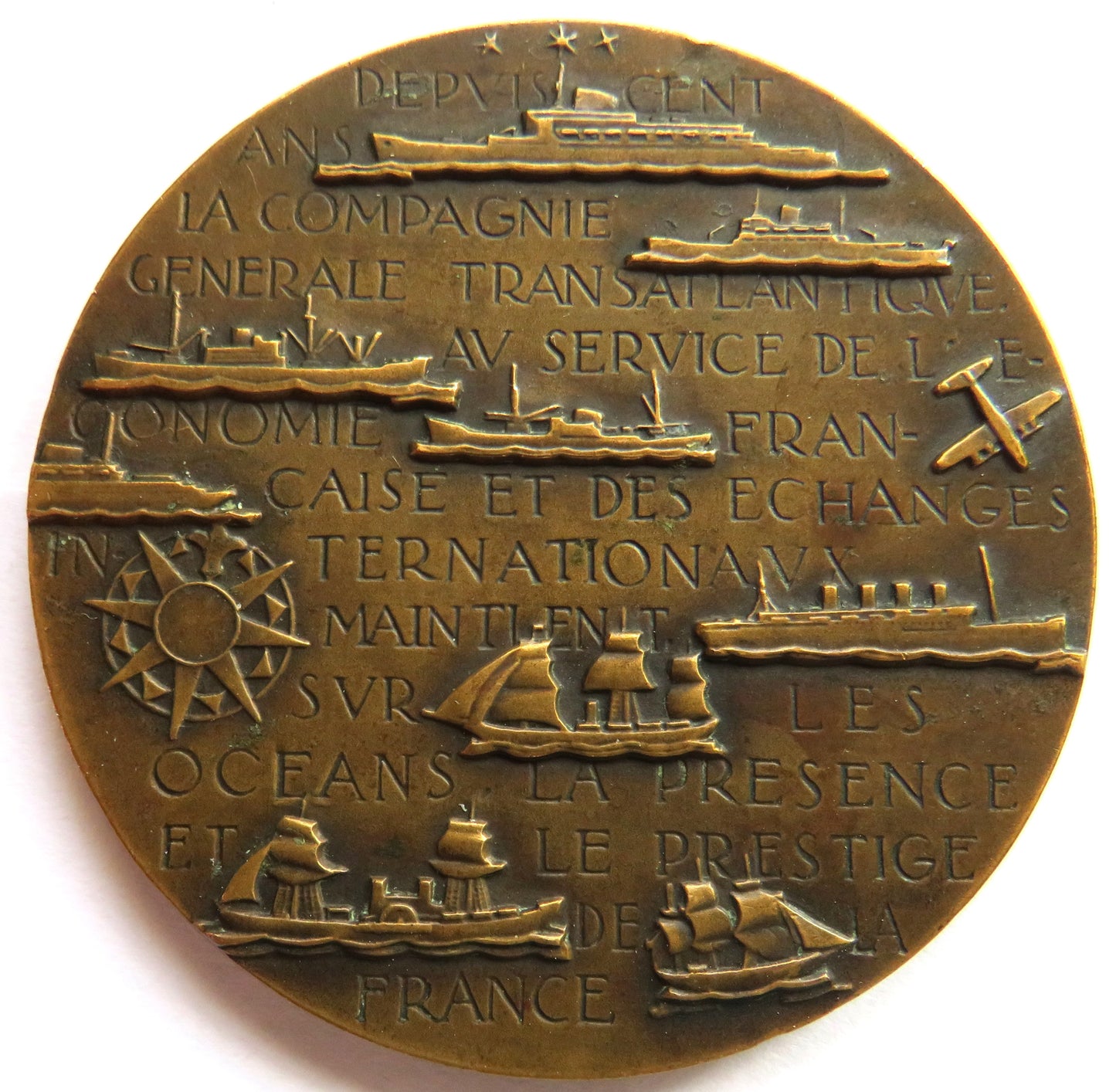 1855-1955 Transatlantique Centenary Large French Medal By Marcel Renard
