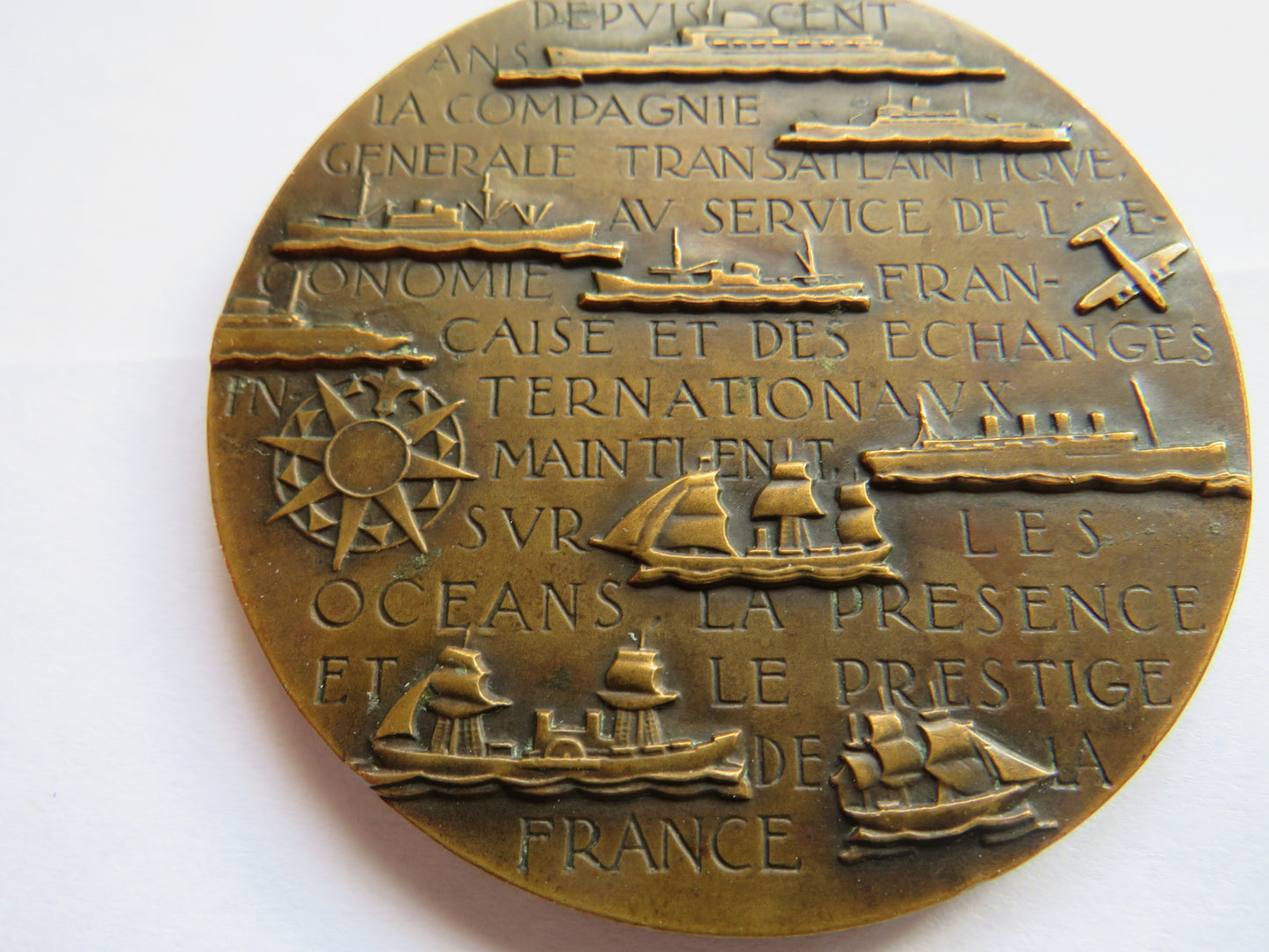 1855-1955 Transatlantique Centenary Large French Medal By Marcel Renard