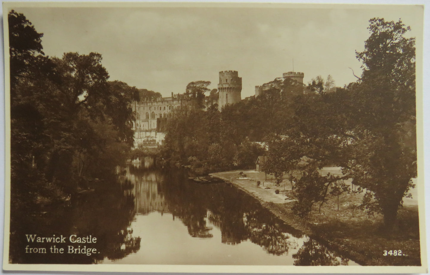 Vintage Postcard of Warwick Castle from the Bridge