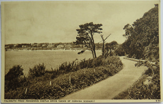 Vintage Postcard of Falmouth from Pendennis Castle Drive (Gems of Cornish Scenery)
