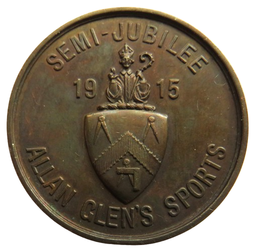 1915 Semi-Jubilee Allan Glen's Sports Medal Glasgow - Masonic