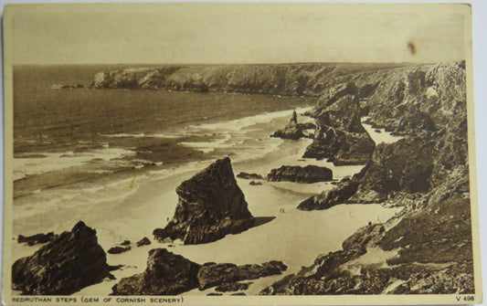 Vintage Postcard of Bedruthan Steps (Gems of Cornish Scenery)