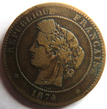 Load image into Gallery viewer, 1874-K France 10 Centimes Coin
