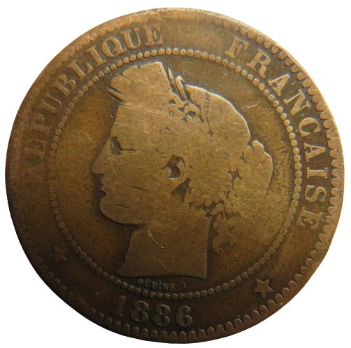 1886-A France 10 Centimes Coin