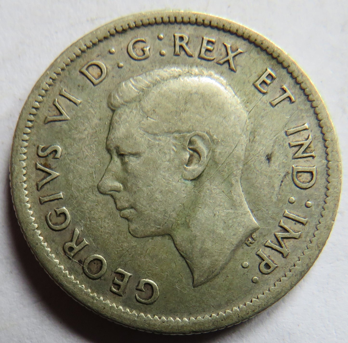 1939 King George VI Canada Silver 25 Cents Coin