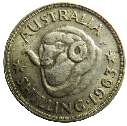 1963 Queen Elizabeth II Australia Silver Shilling Coin