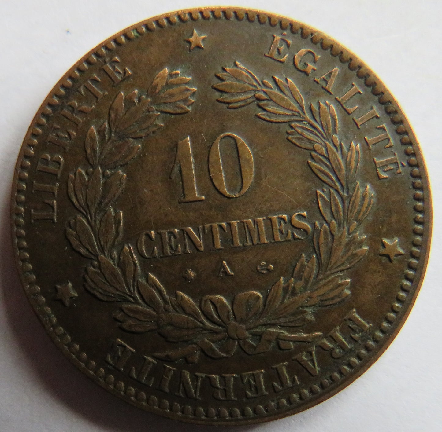 1872-A France 10 Centimes Coin