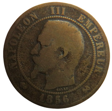 Load image into Gallery viewer, 1856-B France Napoleon III 10 Centimes Coin
