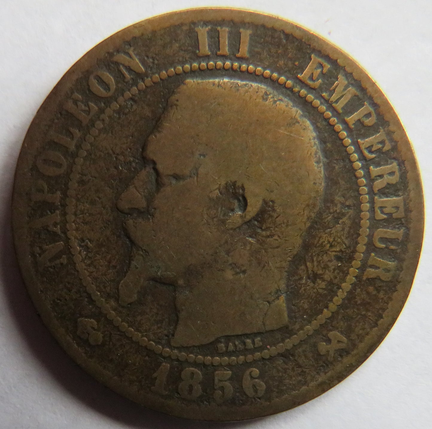 1856-B France Napoleon III 10 Centimes Coin