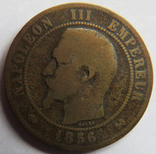 Load image into Gallery viewer, 1856-B France Napoleon III 10 Centimes Coin
