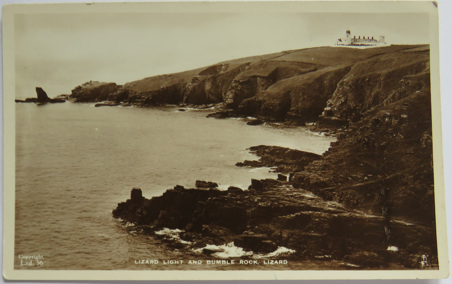 Vintage Postcard of Lizard Light and Bumble Rock, Lizard
