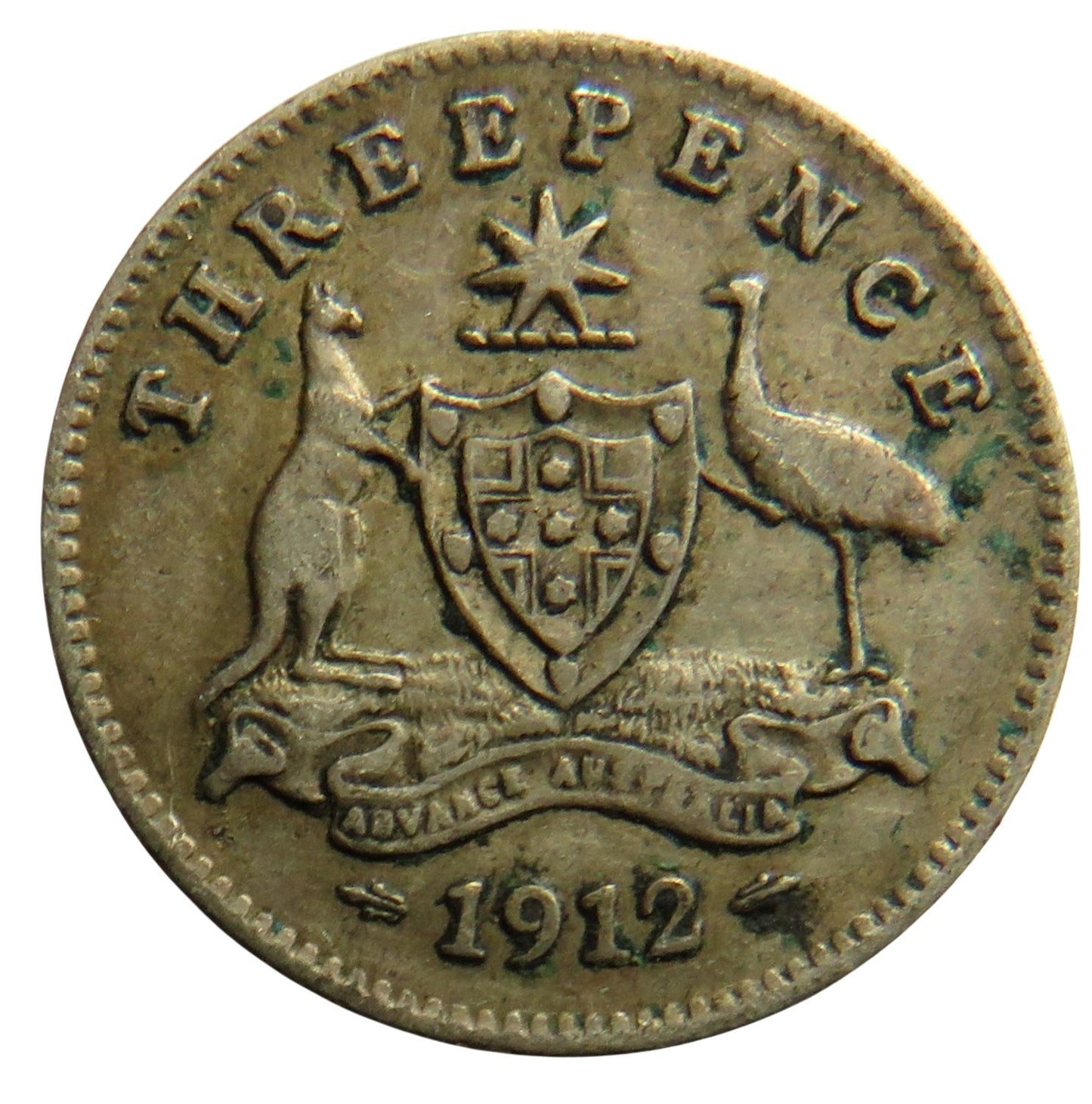 1912 King George V Australia Silver Threepence Coin