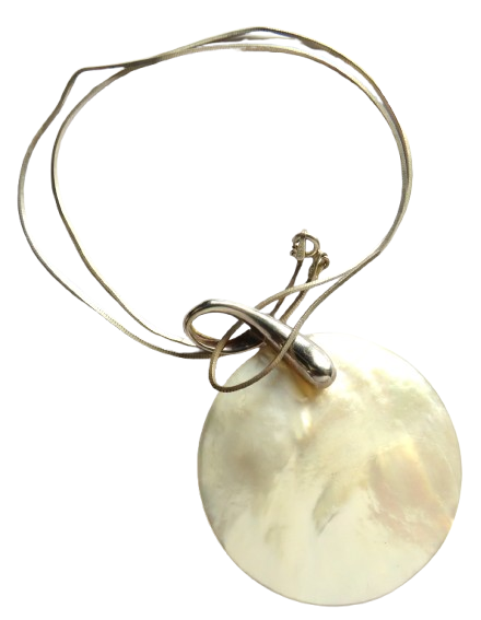 Ladies Sterling Silver & Mother if Pearl Pendant & Necklace