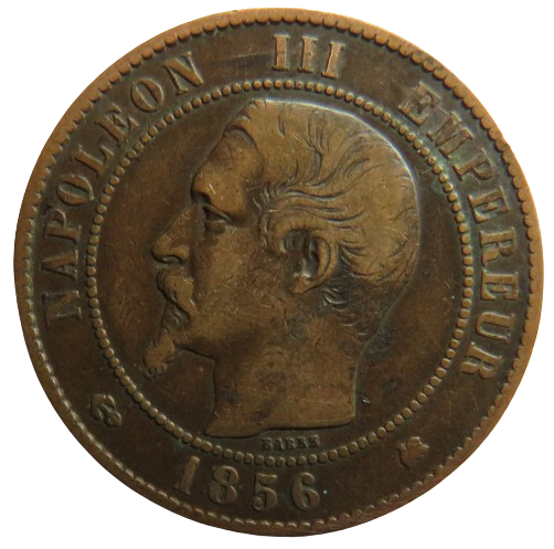 1856-K France Napoleon III 10 Centimes Coin