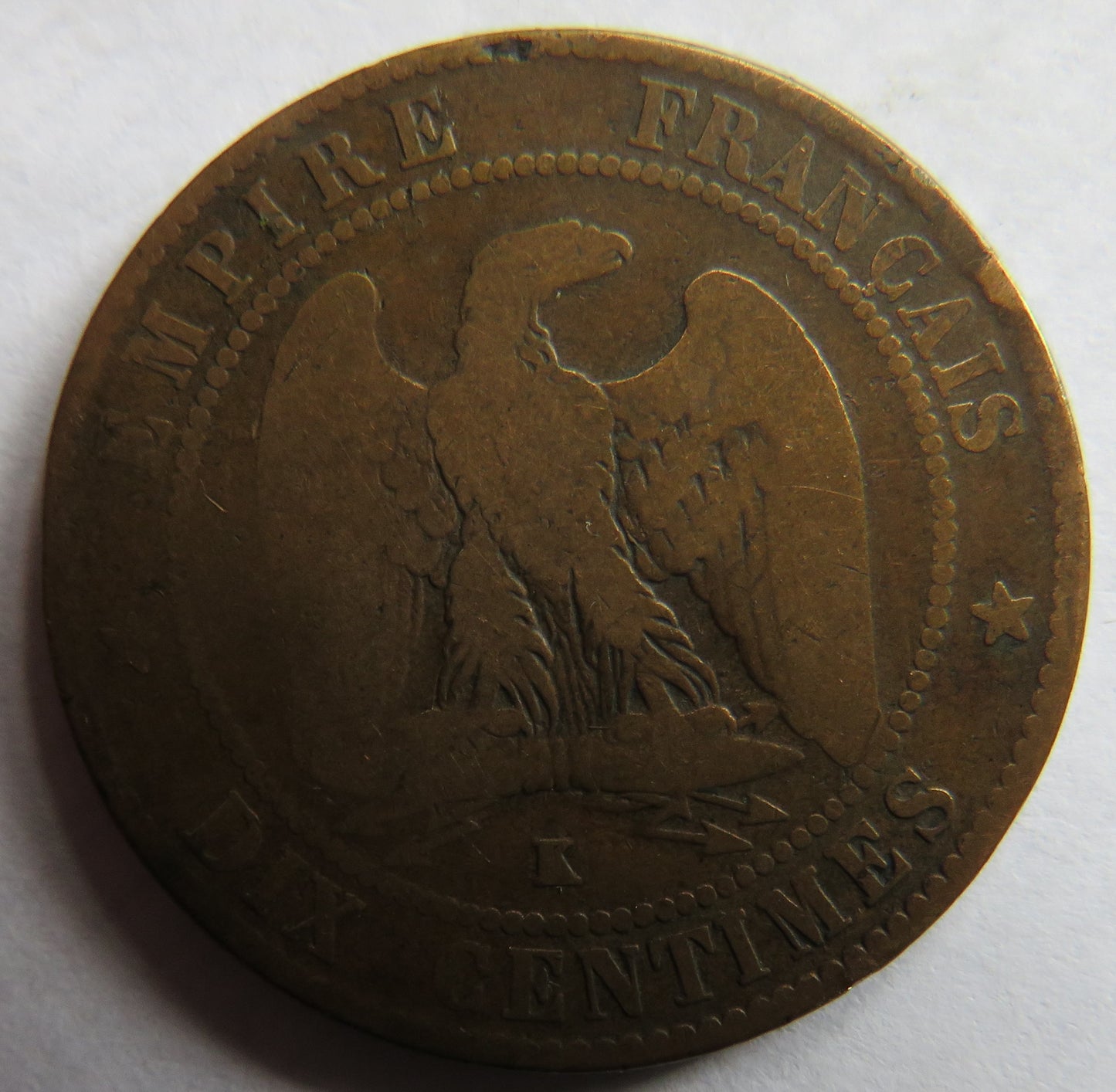 1861-K France Napoleon III 10 Centimes Coin
