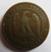 Load image into Gallery viewer, 1863-K France Napoleon III 10 Centimes Coin
