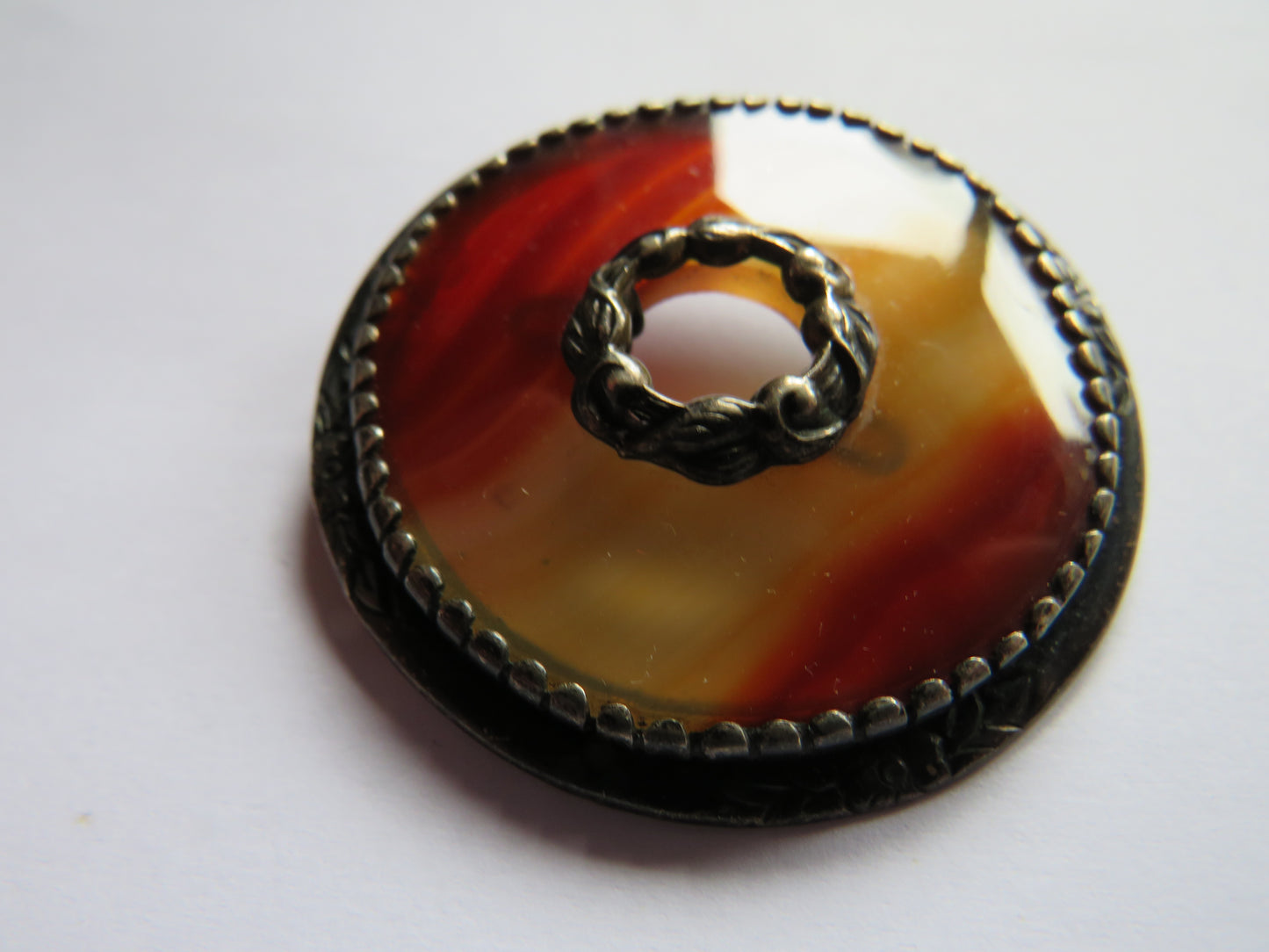 Vintage Scottish Agate & Silver Brooch (Pin Missing)