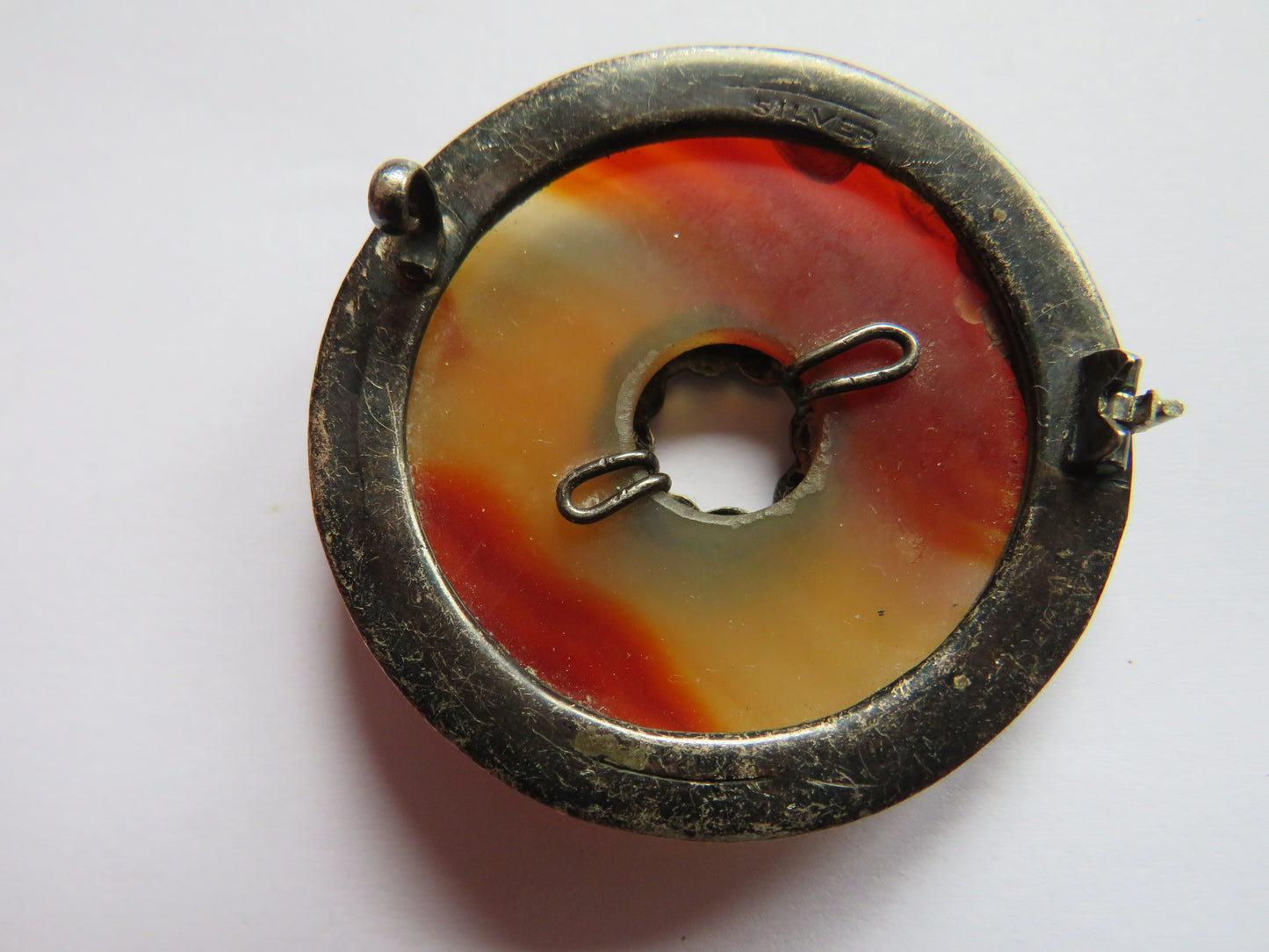Vintage Scottish Agate & Silver Brooch (Pin Missing)
