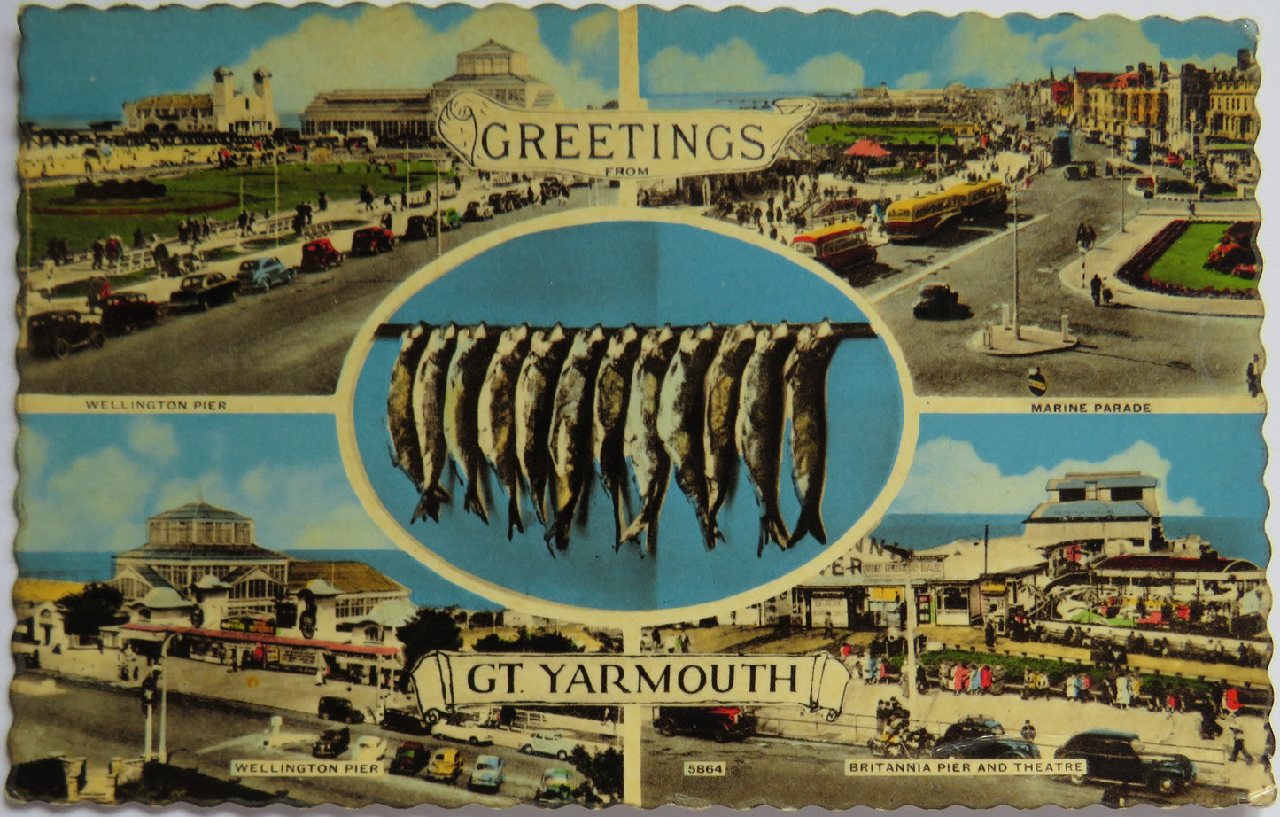 Vintage Multiview Postcard of Greetings from Gt. Yarmouth