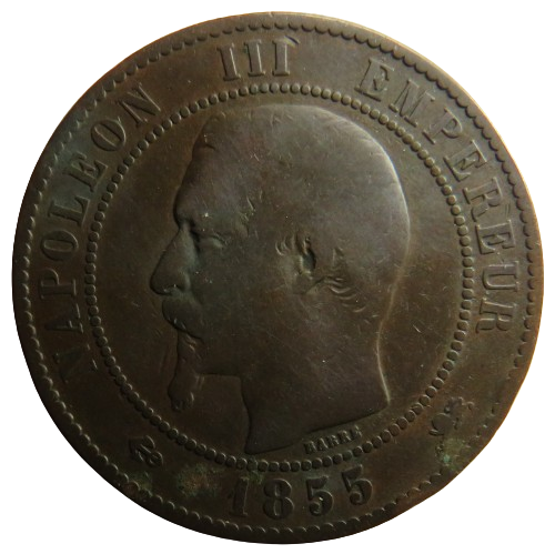 1855-D France Napoleon III 10 Centimes Coin