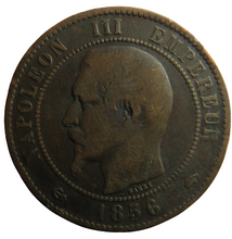 Load image into Gallery viewer, 1856-A France Napoleon III 10 Centimes Coin
