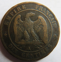 Load image into Gallery viewer, 1856-A France Napoleon III 10 Centimes Coin
