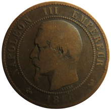 Load image into Gallery viewer, 1856-W France Napoleon III 10 Centimes Coin
