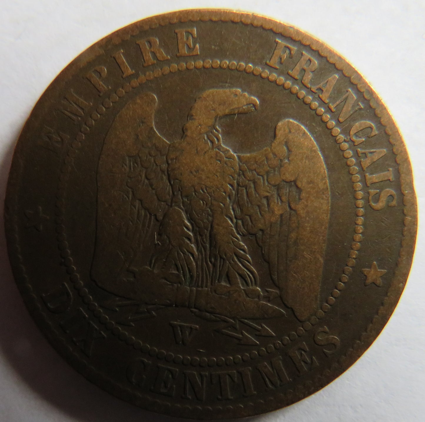 1856-W France Napoleon III 10 Centimes Coin